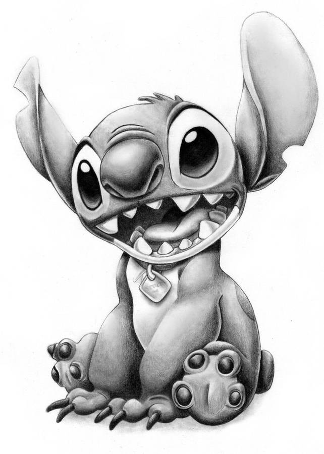 Download Cute Stitch Ink Art Iphone Wallpaper | Wallpapers.com