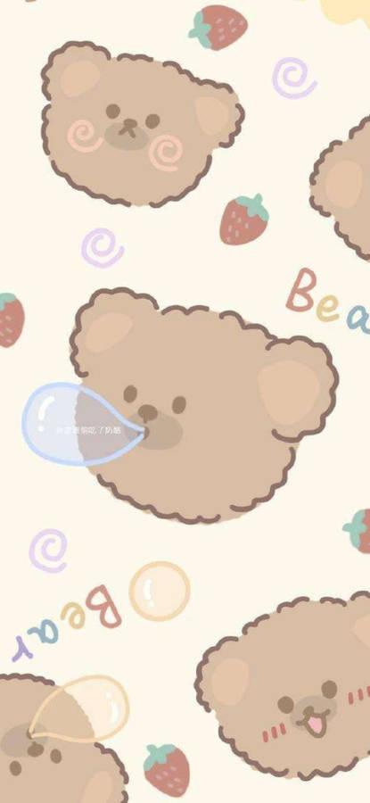 Download Cute Strawberry Korean Bear Wallpaper | Wallpapers.com