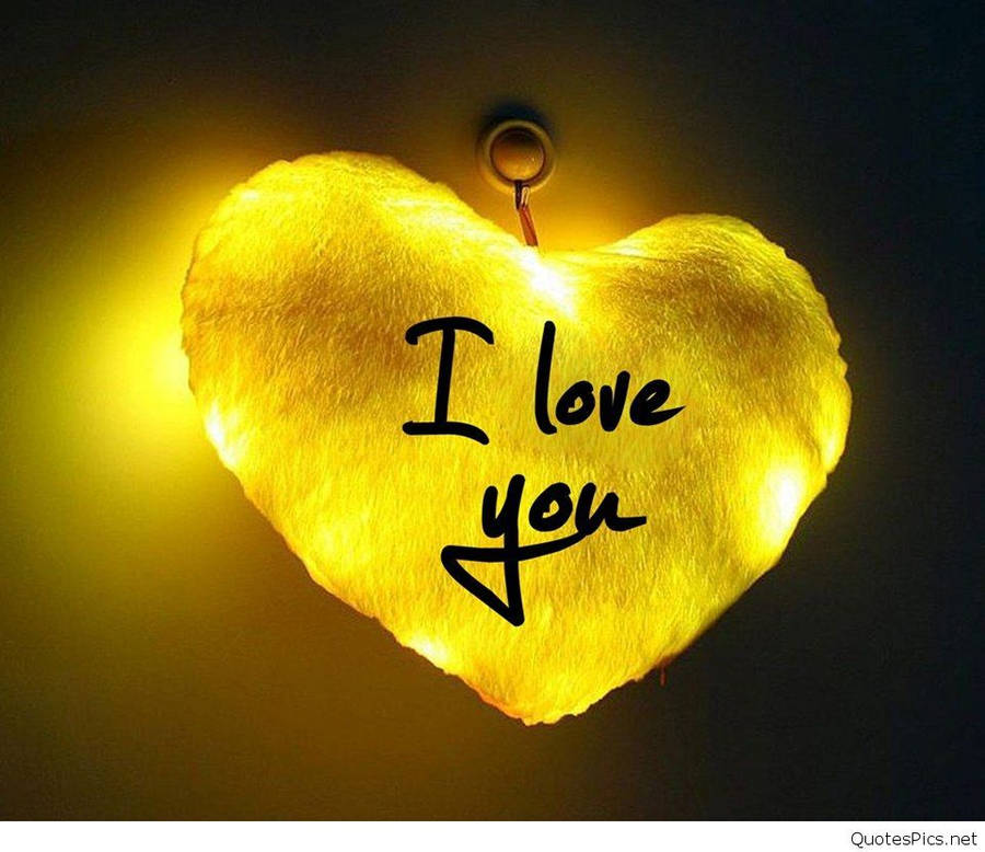Download Cute Yellow Glowing I Love You Heart Wallpaper