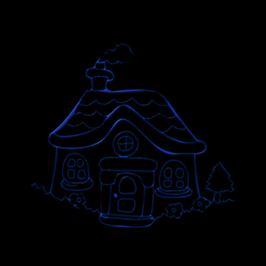 Neon Outline Cottage Illustration
