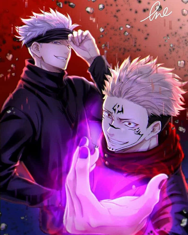 Gojo Sukuna Faceoff Anime Kunstwerk