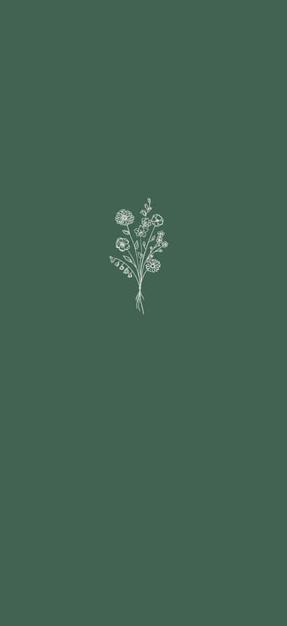 EstampaEstética Verde Minimalista de um Buquê de Flores.