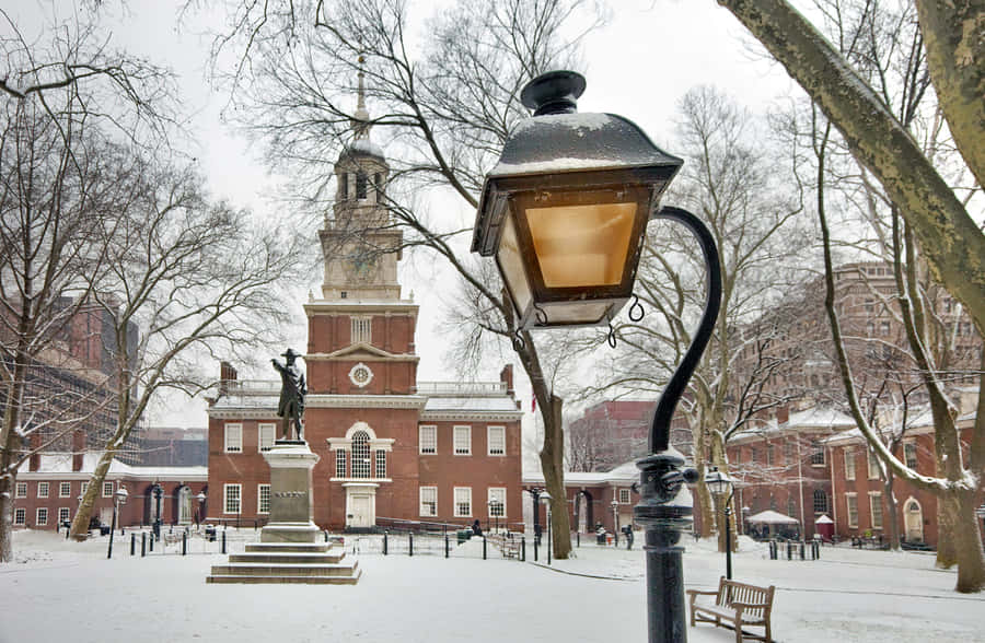 Winter Szene Unabhängigkeitspark Philadelphia