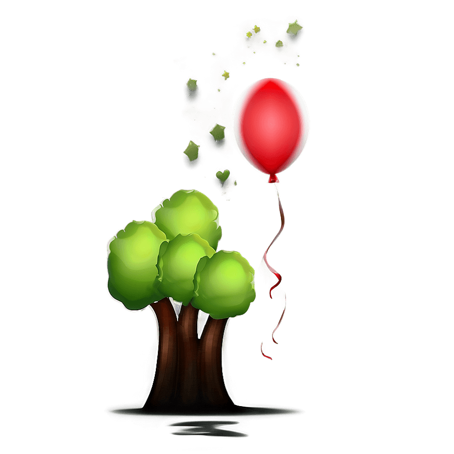 Red Balloon Illustration PNG qnm88