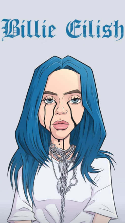 Billie Eilish Cartoon trauriger Ausdruck