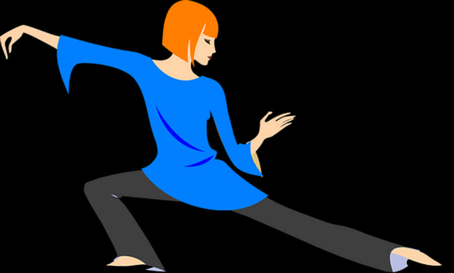 Animated Woman Dancing Blue Dress