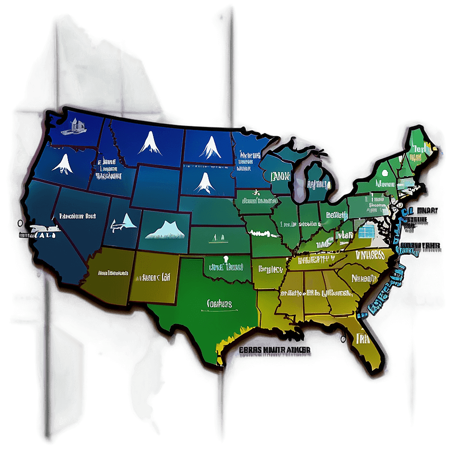 US Map with Landmarks PNG wkx78