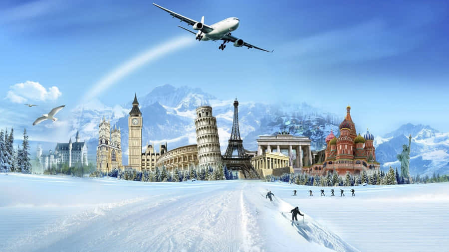 Paesaggio Fantastico di Viaggio Invernale