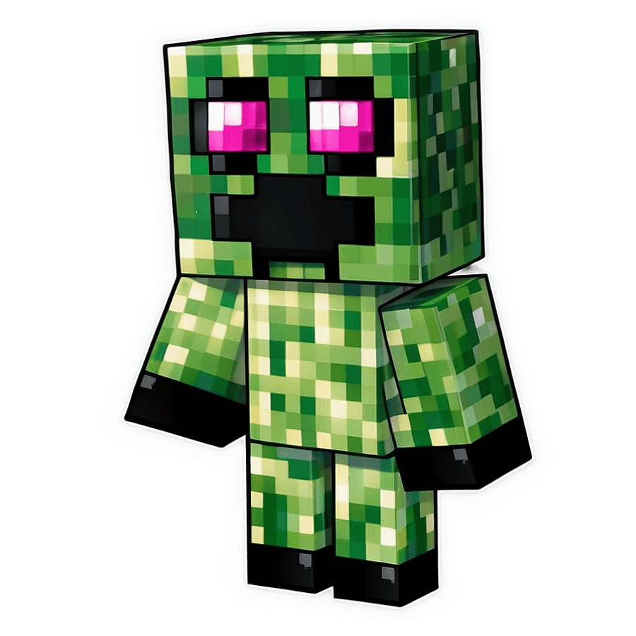 Minecraft Creeper with Heart Eyes PNG 05232024