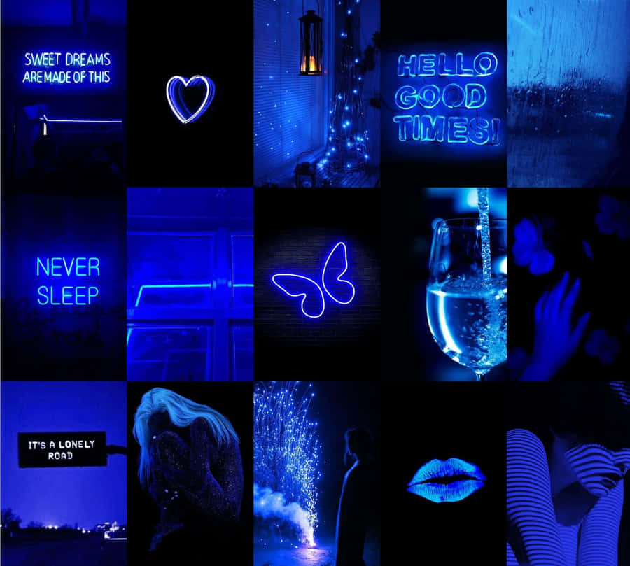 Colagem Neon Azul Elétrico