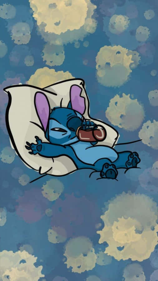 Schlafender Stitch Cartoon Hintergrund