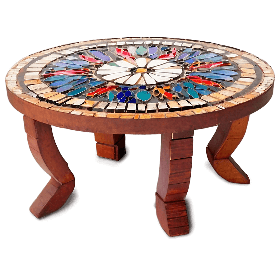 Glass Table with Mosaic Detailing PNG 06292024