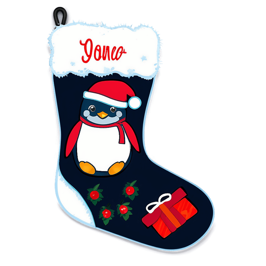 Festive Penguin Stocking PNG 05242024