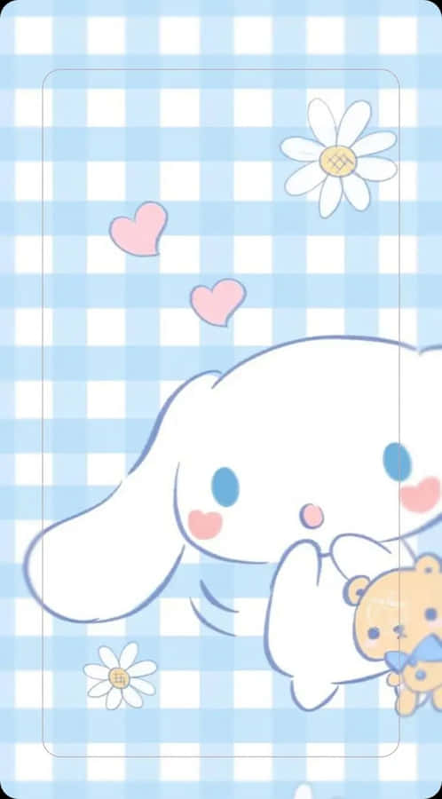 Cinnamoroll Fundo de Gingham Azul