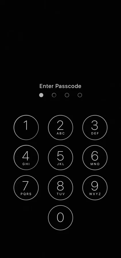 Smartphone Lock Screen Passcode Interface