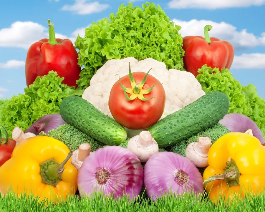 Symmetrical vegetable display wallpaper