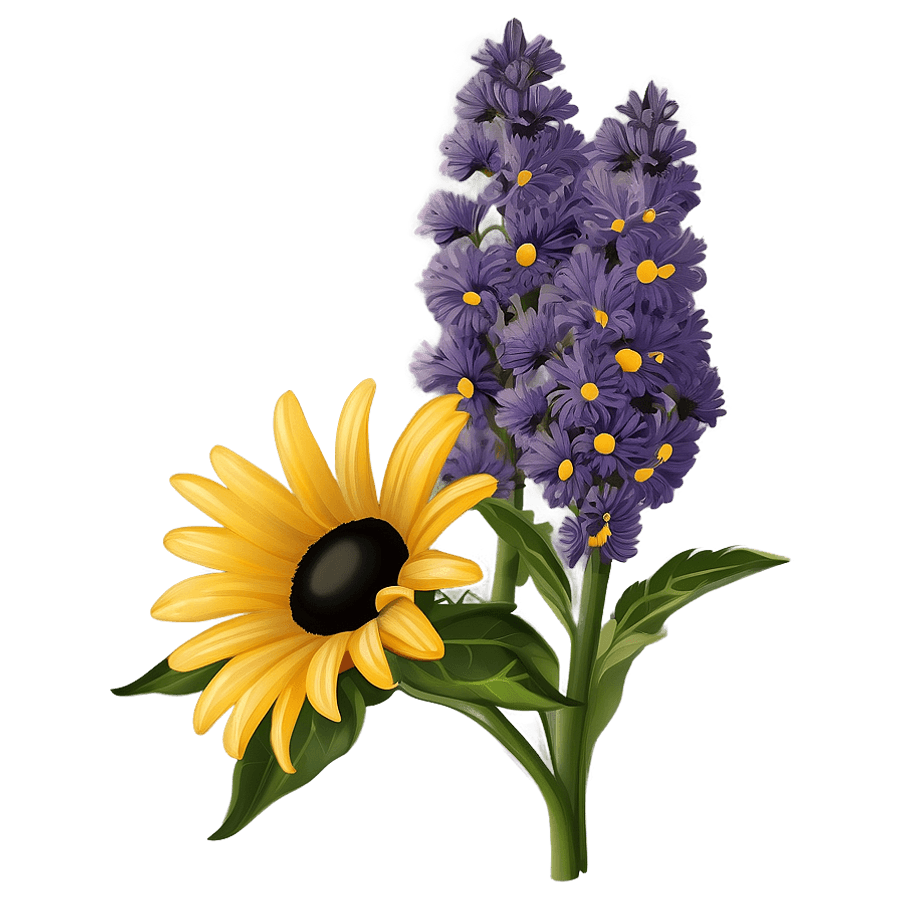 Black Eyed Susan and Lavender Bouquet PNG 06282024