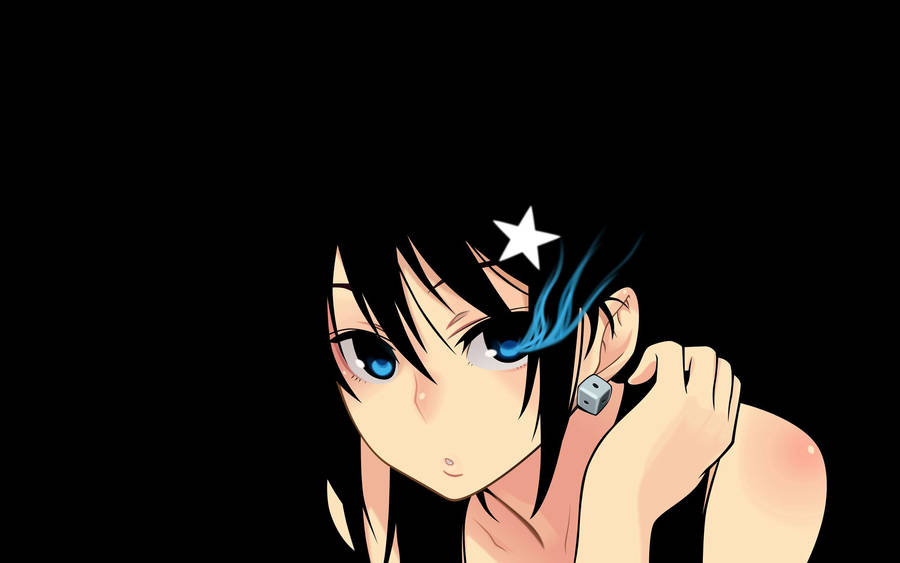 Blue-eyed brunette woman dark anime wallpaper