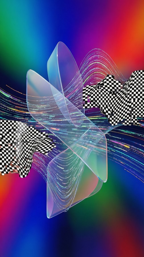 Abstract morphing transparent PNG shapes representing video data flow.