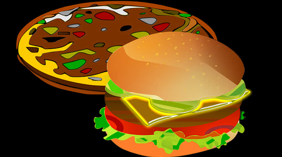 Pizzaand Burger Vector Illustration