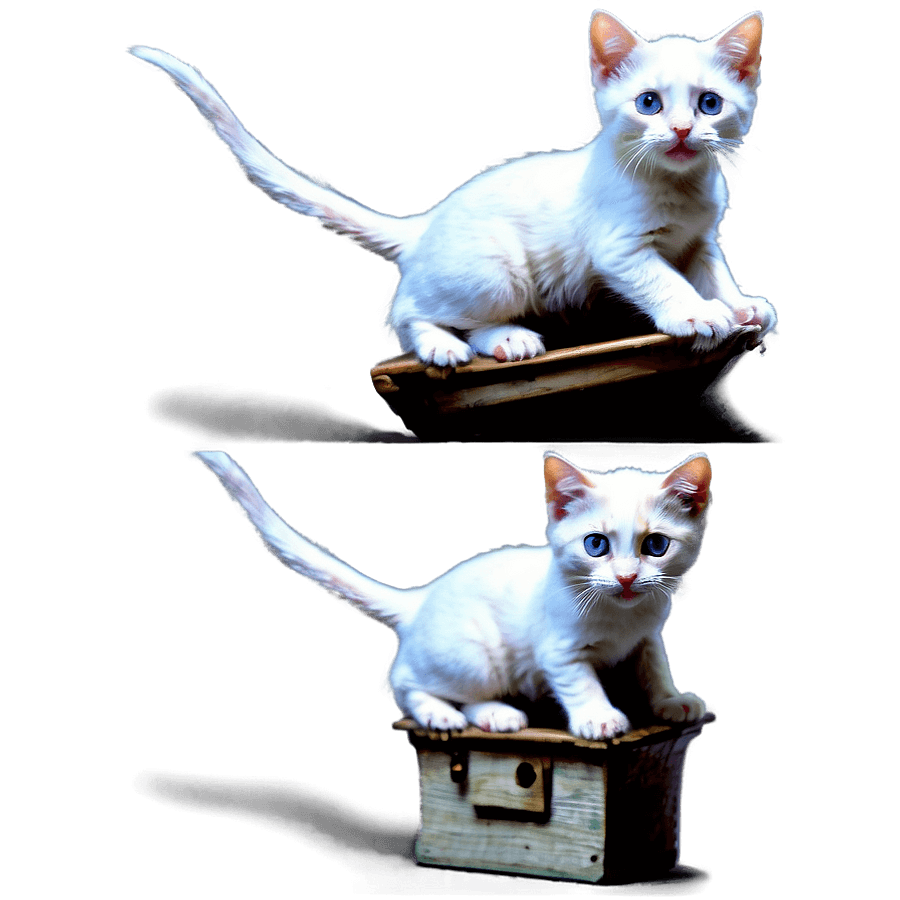 Playful White Kitten with Yarn PNG 06112024
