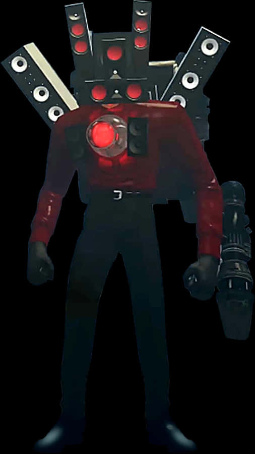 Figura com Cabeça de Alto-Falante em Vermelho