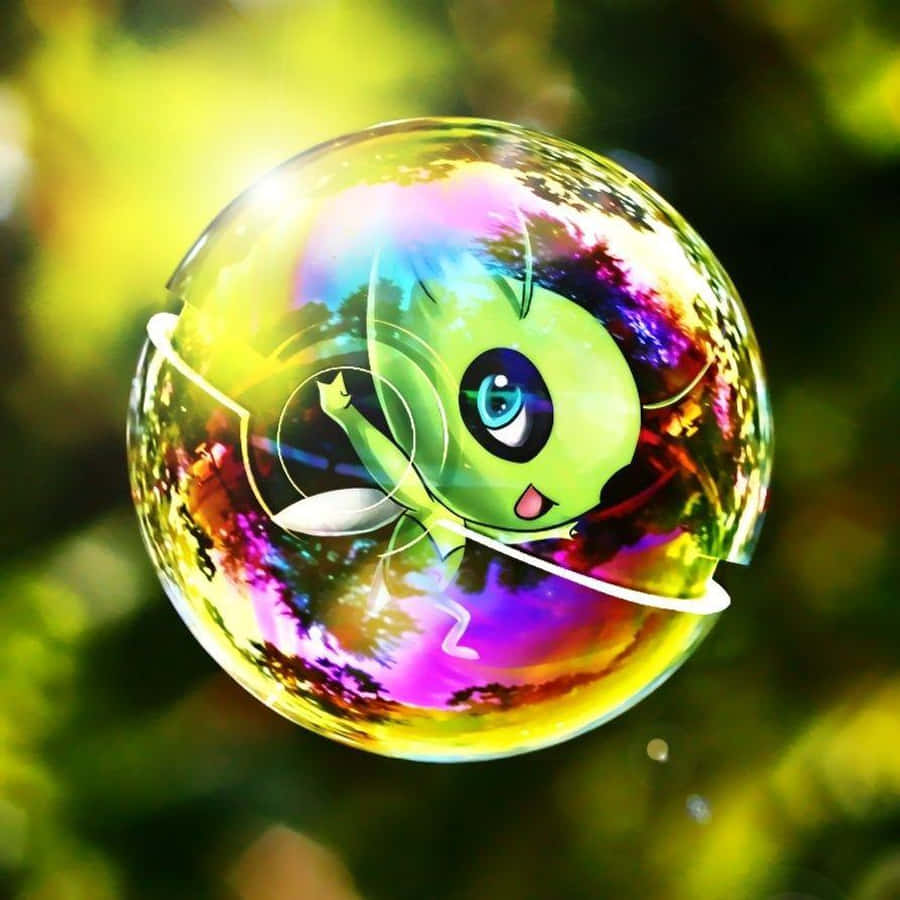 Celebi in bunter Blase