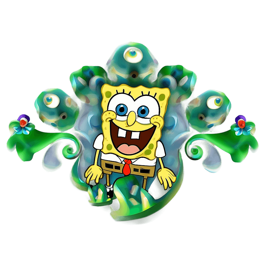 Spongebob Floral Background PNG 05262024