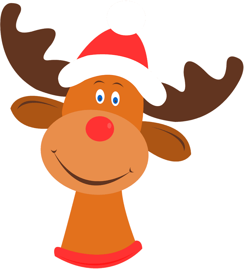 Christmas Reindeer Cartoon Santa Hat
