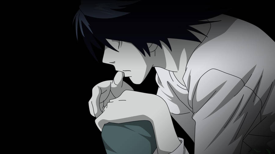Crouching L Death Note HD wallpaper.