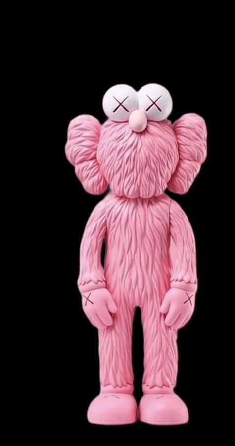 Rosa KAWS Figur auf schwarzem Hintergrund