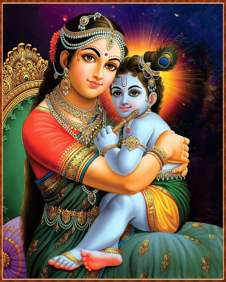 Download Devaki And Lord Krishna 3d Wallpaper | Wallpapers.com