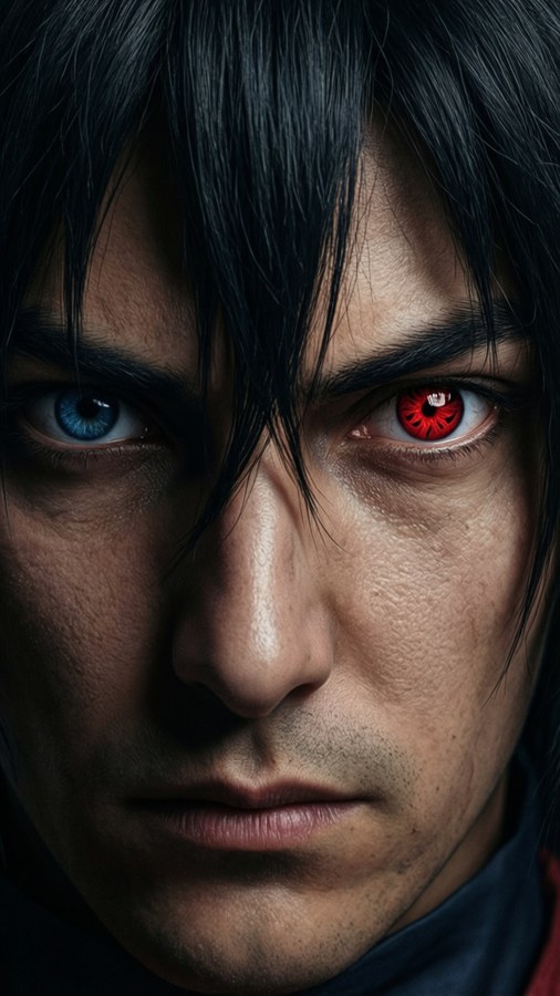 Extreme close-up of Jin Kazama's eyes showing his dual nature.