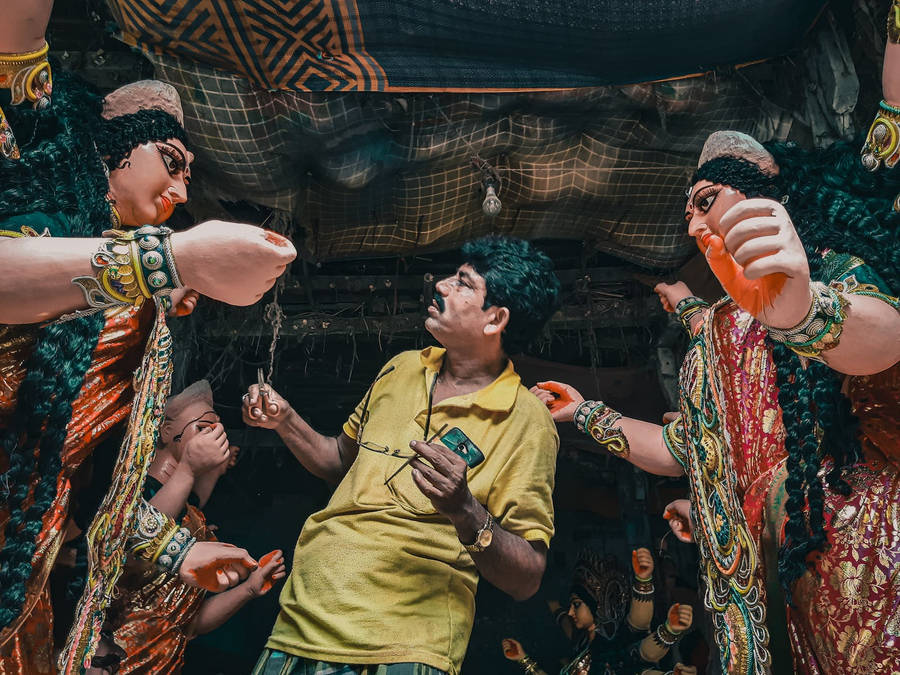 Free Maa Durga (Kolkata) - Kolkatar Chobiwala Stock Photo