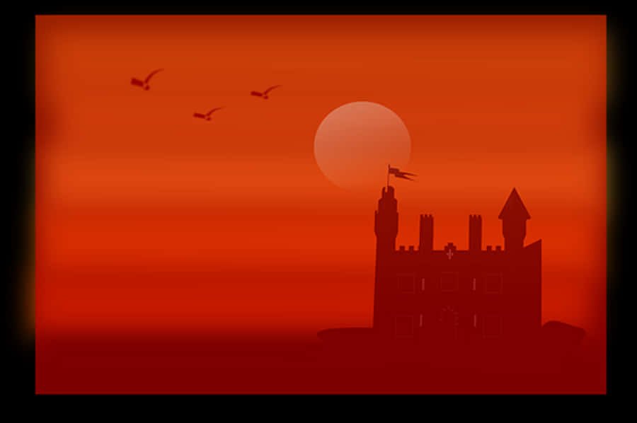 Silhouette Castle Sunset
