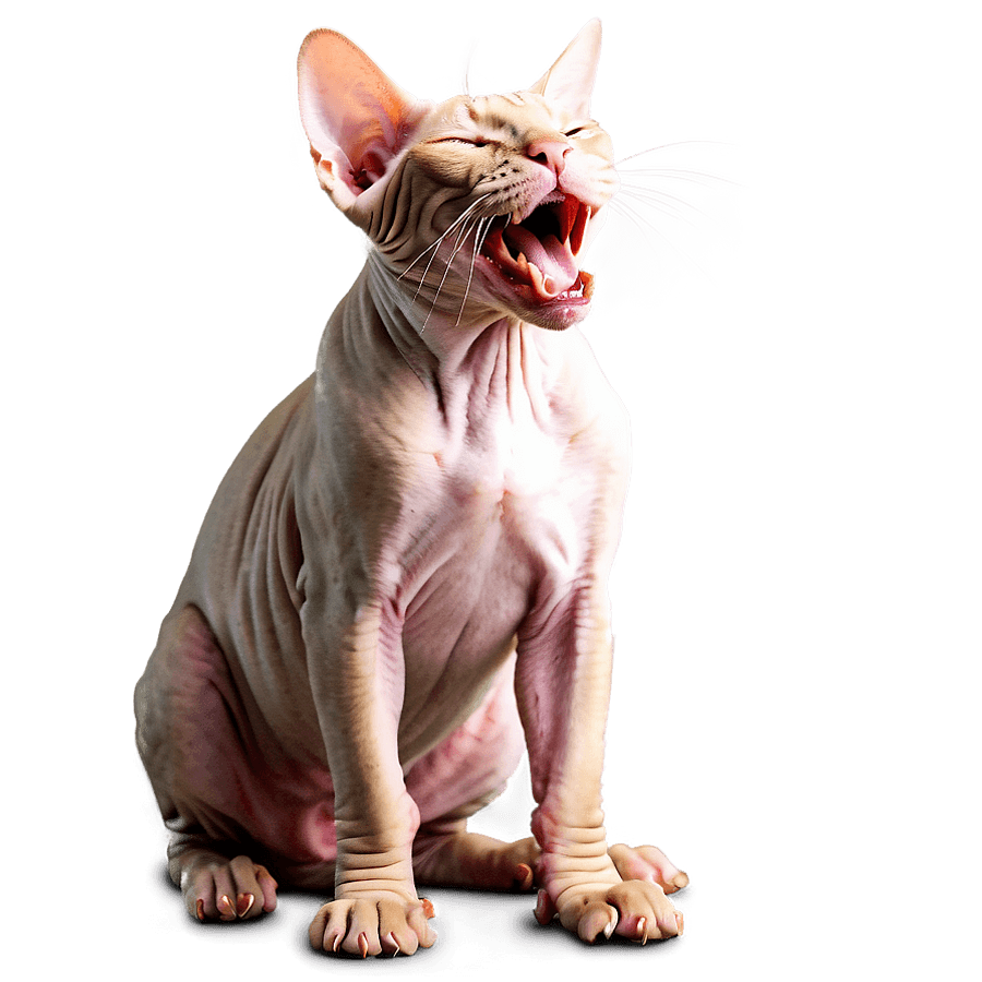 Sphynx Cat Yawning Expression PNG 50