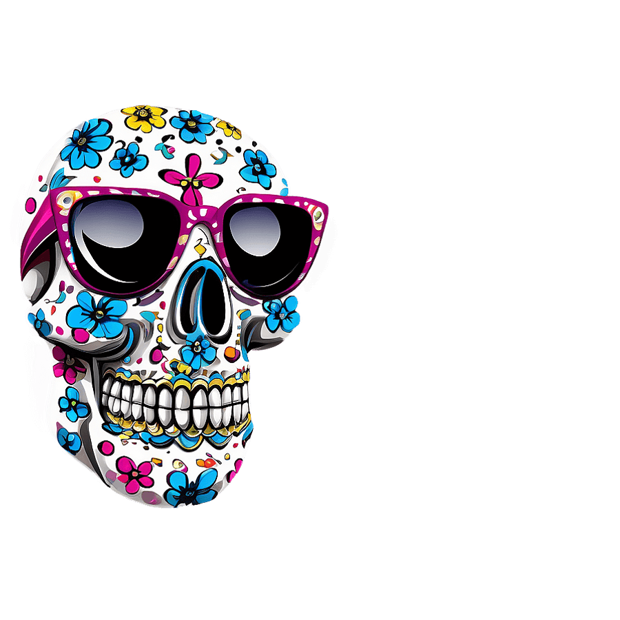 Sugar Skull with Sunglasses PNG 28