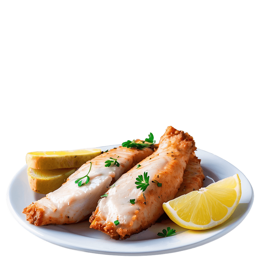 Fish Fry with Lemon Wedge PNG 26