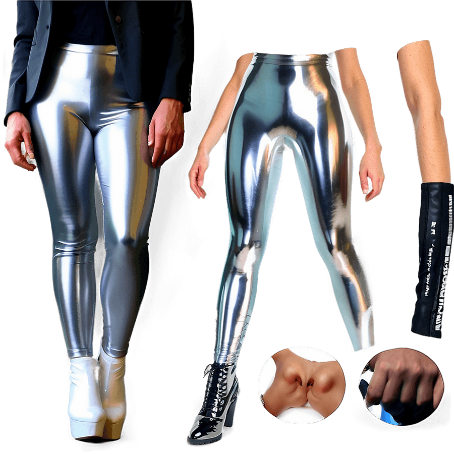 Silver Latex Leggings PNG 32