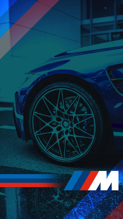 Blue Car Tire BMW M Logo