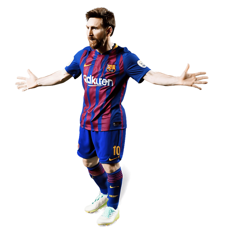 Lionel Messi Barca Victory Pose PNG 22