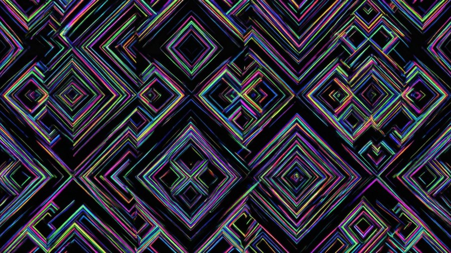 A neon diamond pattern on a black background.