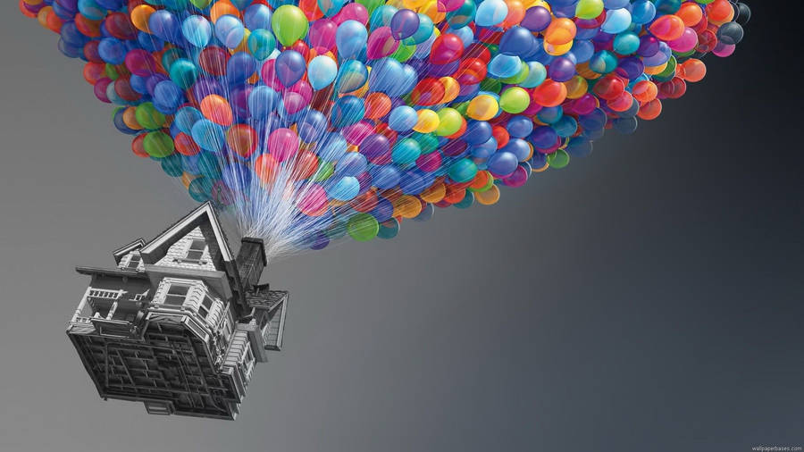 Download Disney Up House Flying Colorful Balloons Wallpaper