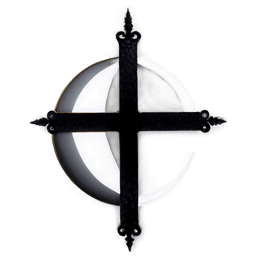 Gothic Cross with Moon PNG 05262024