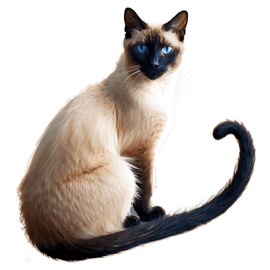 Siamese Cat with Furry Tail PNG 42