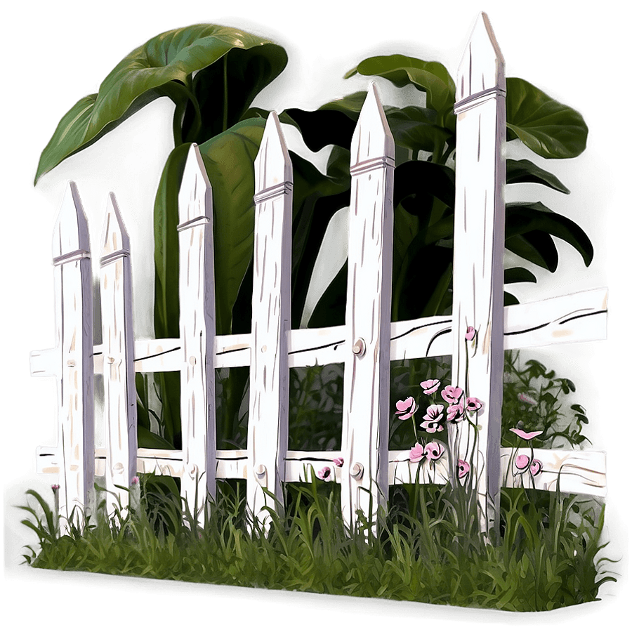 Garden White Fence Style PNG hrx