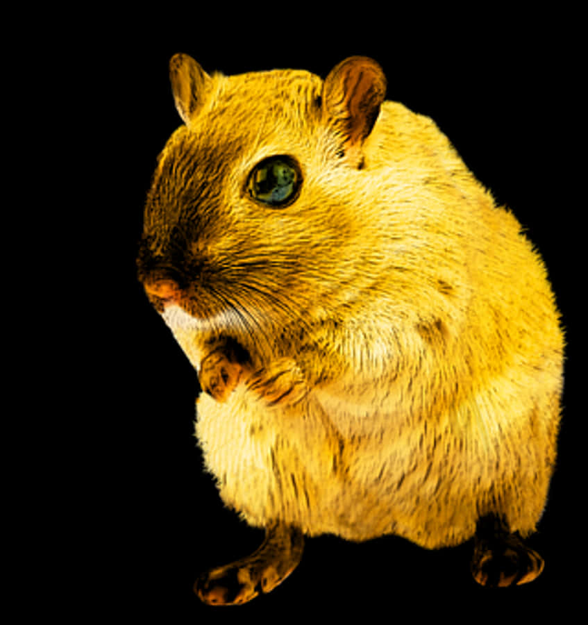 Golden Rodent Black Background