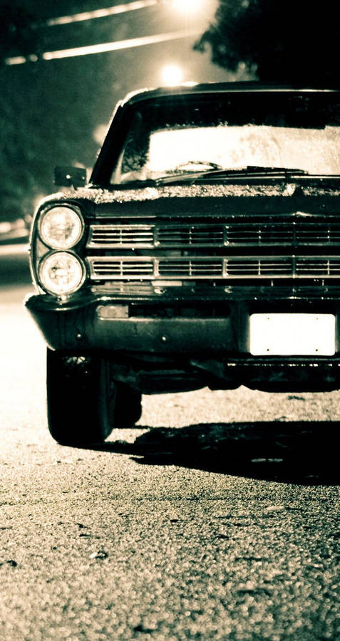 RetroAuto frontalen Straße Nacht Telefon