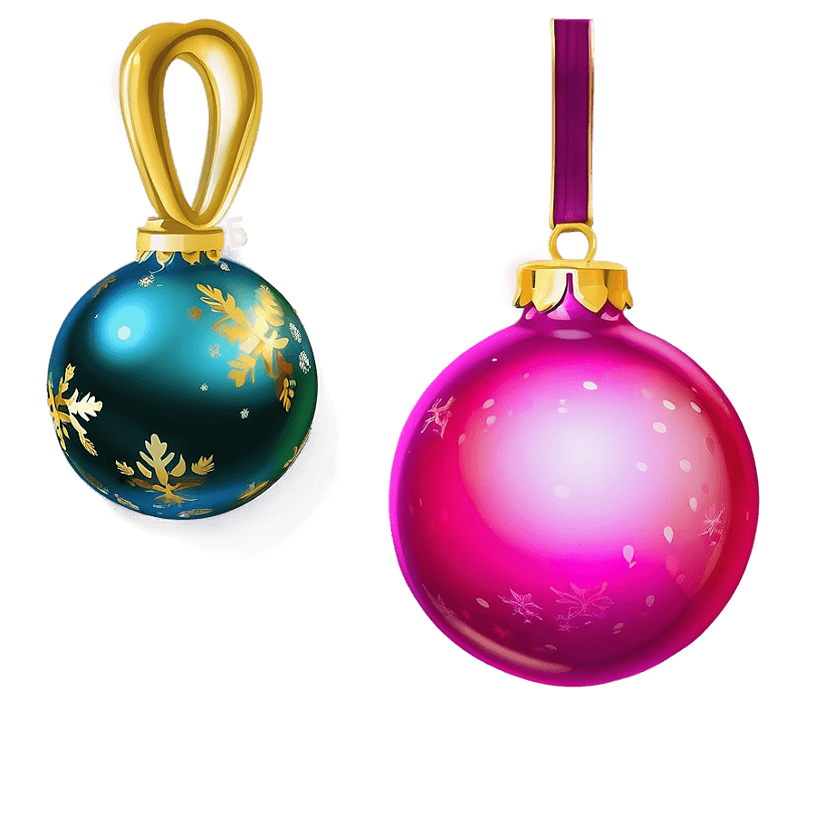 Shiny Pink Christmas Baubles PNG 25