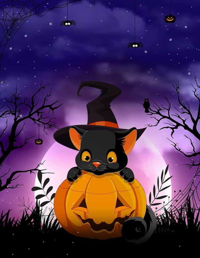 Einegruselige Katze bereit für Halloween